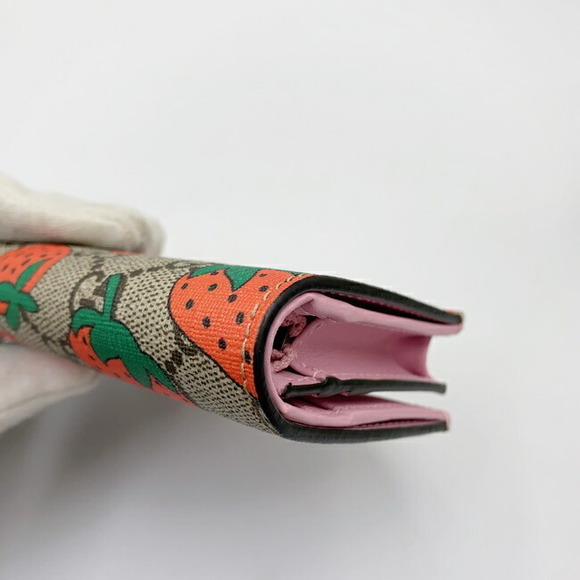 Gucci Strawberry Bifold Wallet GG Supreme Mini h - Picture 7 of 10